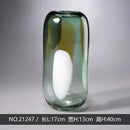 Axyaa Green Dried Flower Glass Vase, Colorful Fresh Flower Straight Tube Decoration