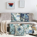 Luxurious Blue Bird Floral Pillowcase by Axyaa - 45x45cm Square Decor for Home & Office