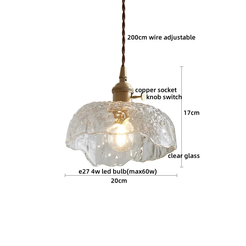 Axyaa Modern Copper Pendant Light Glass Chandelier for Living Dining Bar Kitchen