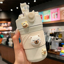 Axyaa Cute Bear Double Drink Thermos Coffee Mug Stainless Steel Tumbler