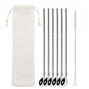 Axyaa Twisted Straw Spoon Set: 6pcs Reusable Stainless Steel Straws, Gold Tea Scoop, Black Dinnerware