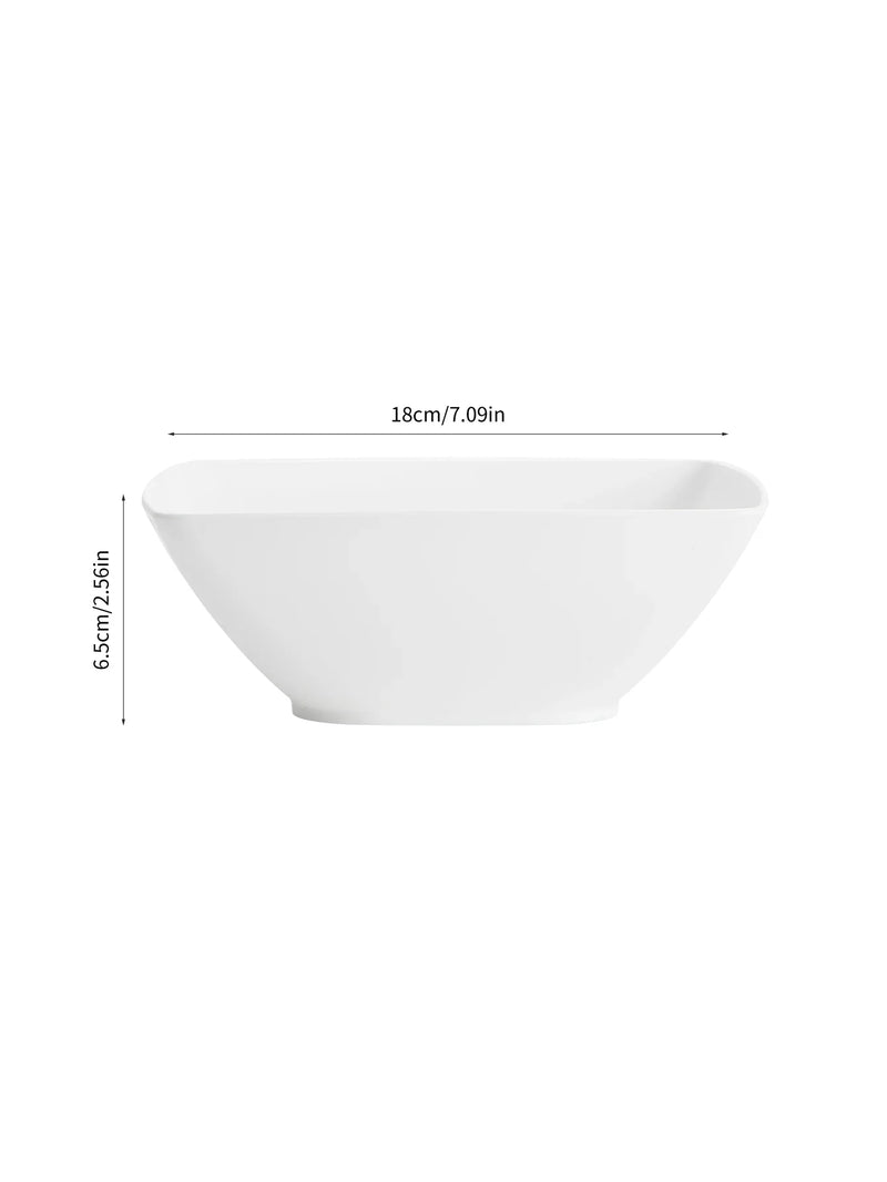 Axyaa Large Plastic White Square Bowl Set - Ideal for Soup, Noodles, Oatmeal, and Salad