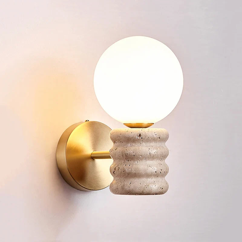 Natural Yellow Travertine Wall Lamp for Living Room by Axyaa - Nordic Design LED Lighting