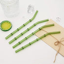 Axyaa 11Pcs Green Glass Straws Set with Brush - High Borosilicate Drinkware