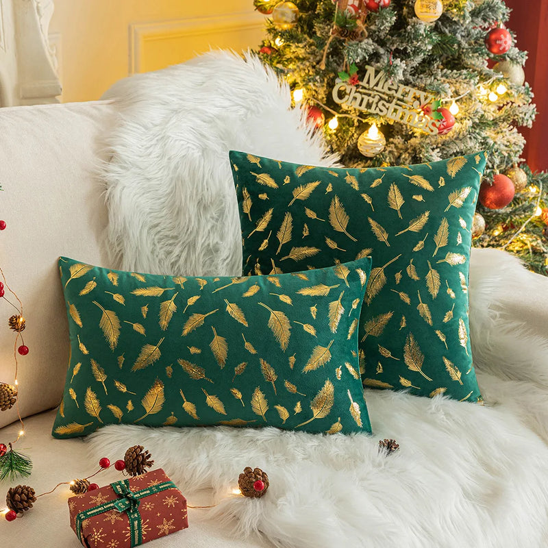 Axyaa Christmas Printed Plush Pillow Cover 45x45 - Stylish Sofa Decor