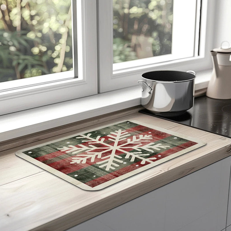 Axyaa Christmas Dish Drying Mat Non-slip Kitchen Counter Pad Heat Resistant Placemat