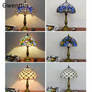 Axyaa Stained Glass Tiffany Table Lamp Mediterranean LED Bedroom Decoration