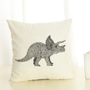 Axyaa Dinosaur Print Cotton Linen Pillowcase for Home Decor