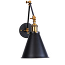Axyaa Retro LED Wall Sconce Swing Arm Lamp, Black Industrial Vintage Iron Design