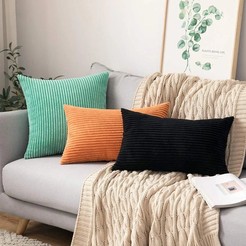 Axyaa Soft Plush Corduroy Pillow Case for Home Decor - 40/45/50cm