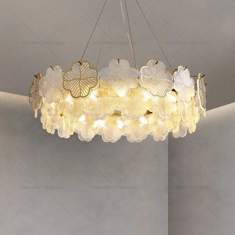 Axyaa Four-Leaf Clover Chandelier: French Light Luxury Design for Elegant Living Rooms