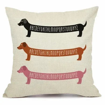 Axyaa Christmas Sausage Style Cushion Cover | Festive Dog Decorative Pillow Cover 45x45cm