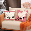 Axyaa Linen Cushion Cover 45x45 for Modern Living Room Decor & Sofa - Valentine's Day Theme