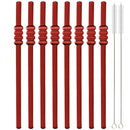 Axyaa High Borosilicate Glass Tomatoes on Sticks Straw Set with Brush