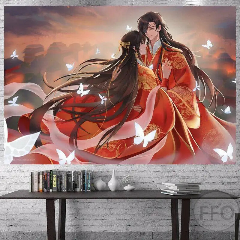 Heaven Officials Blessing Anime Tapestry Wall Hanging Aesthetic Room Decor - Axyaa