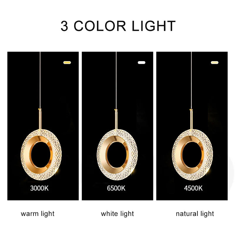 Axyaa Nordic Ring LED Pendant Lights Modern Hanging Lamp for Bedroom and Living Room