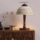 Axyaa Ceramic Lampshade with Wood Base for Bedroom, Parlor, Hotel, Dining Area