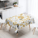 Tropical Plant Printed Waterproof Table Cloth for Kitchen & Restaurant by Axyaa