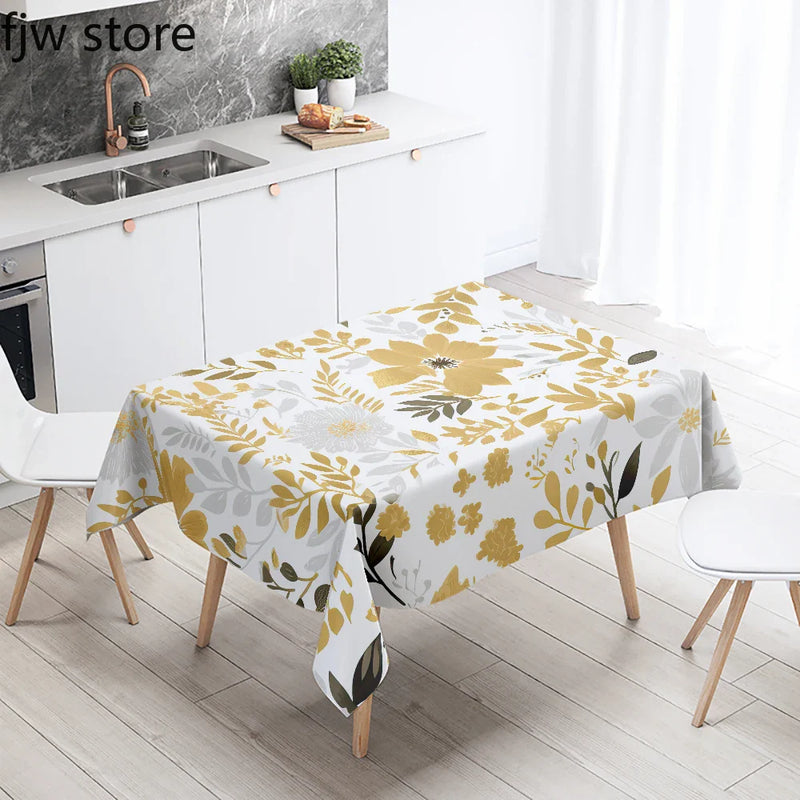 Tropical Plant Printed Waterproof Table Cloth for Kitchen & Restaurant by Axyaa