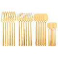 Axyaa 24Pcs Stainless Steel Flatware Set: Matte Knife Fork Spoon Teaspoon for Dining & Kitchen