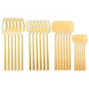 Axyaa 24Pcs Stainless Steel Flatware Set: Matte Knife Fork Spoon Teaspoon for Dining & Kitchen