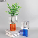 Axyaa Geometric Glass Vase with Artificial Flowers - Modern Decor & Crystal Vases