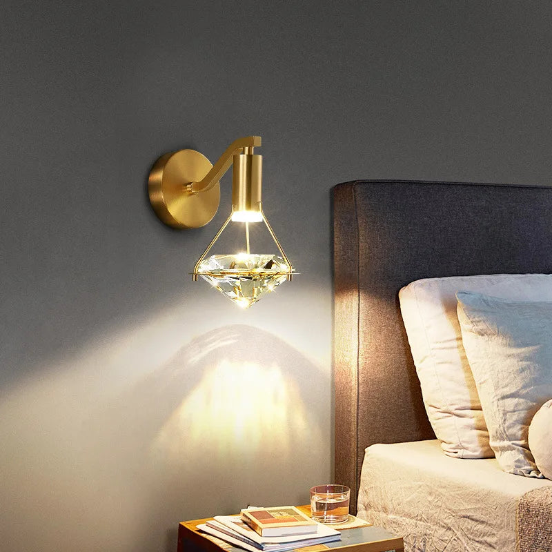 Axyaa Crystal Diamond Wall Lamp: Modern Luxury Lighting for Bedroom and Living Room