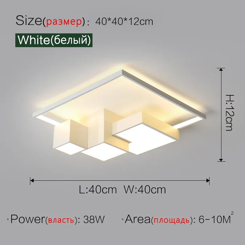 Axyaa Nordic Square Ceiling Lamp Modern Minimalist Master Bedroom Lighting