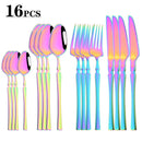Colorful 16pcs Cutlery Set Mirror Stainless Steel Flatware by Axyaa