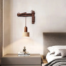 Axyaa Nordic LED Wall Sconce Yellow Travertine Stone Wood Handle Stair Light