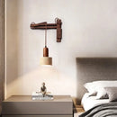 Axyaa Nordic LED Wall Sconce Yellow Travertine Stone Wood Handle Stair Light
