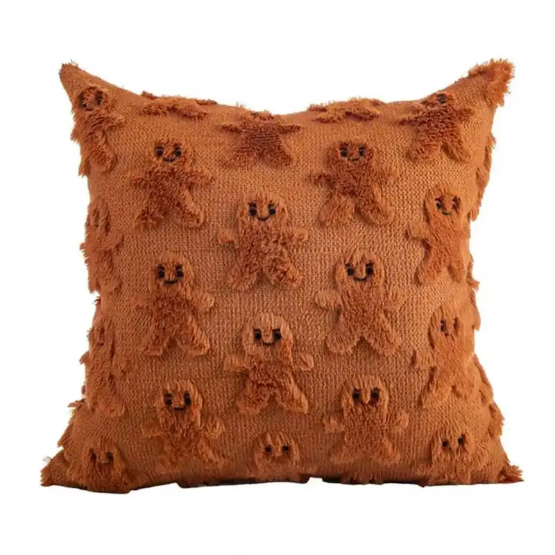 Axyaa White Ghost Faux Fur Christmas Pillow Covers 18x18 Inch