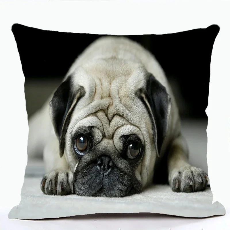 French Bulldog & Pug Dog Pillowcase by Axyaa - Decorative Animal Polyester Cushion Cover