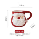 Axyaa Santa Claus Ceramic Mug Elk Coffee Cup Embossed Flower Teacup