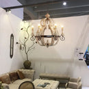 Axyaa Nordic Wood Retro Pendant Lamp Kitchen Chandelier, Rural Style House Decor Lighting