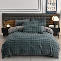 Axyaa Velvet Bedding Set: Duvet Cover, Comforter, Sheet, Pillowcase - 4pc Set