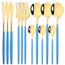 Axyaa 12-Piece Black Gold Stainless Steel Cutlery Set for Parties and Kitchens