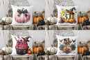 Pink Pumpkin with Bow Cushion Cover for Halloween Decor by Axyaa
