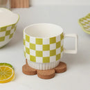Axyaa Red Heart Plaid Coffee Mug - Delicate Ceramic Latte Cup