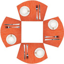 Axyaa Round PVC Placemats Set for Table - Heat Resistant Cafe Mats, Orange