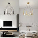 Axyaa Nordic U-Shaped LED Chandelier in Black Gold for Home Decor