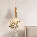 Axyaa Yellow Cave Stone Wood Pendant Light - Japanese Wabi Sabi Style - Retro Creative Design