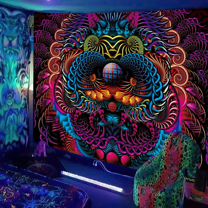 Axyaa Black Light Tapestry UV Reactive Wall Hanging Psychedelic Decor
