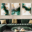 Nordic Green Gold Marble Posters Wall Art Canvas Print for Stylish Home Decor by Axyaa