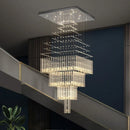Axyaa Modern Square Columnar Crystal Chandelier for Living Room, Staircase, and Loft