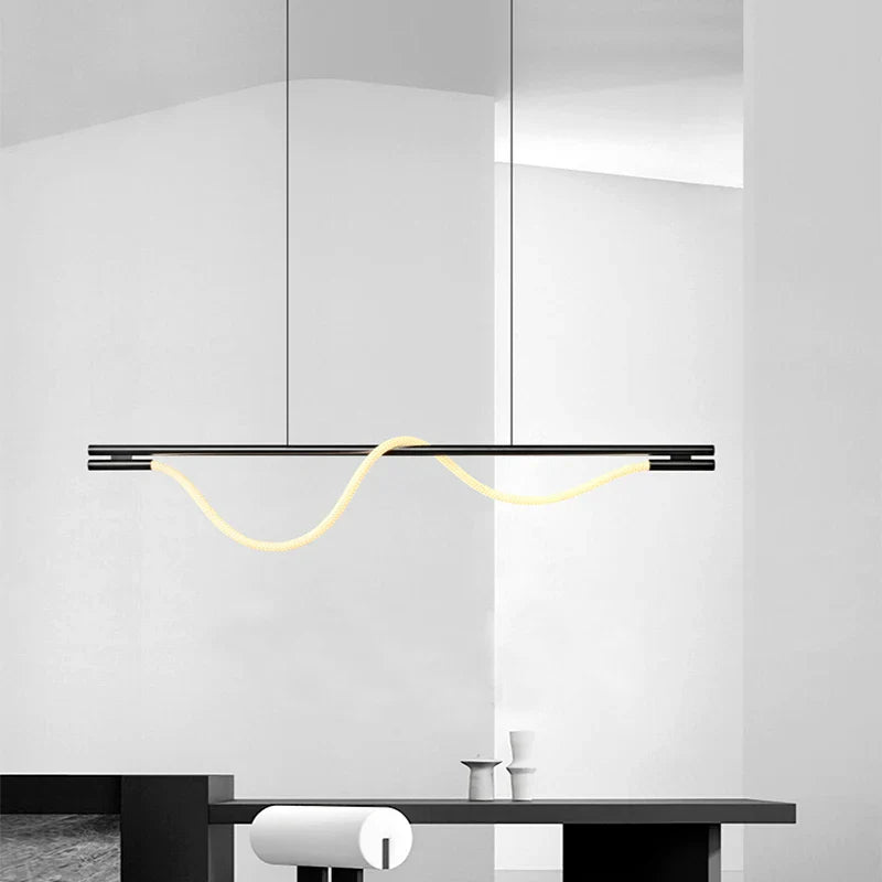 Axyaa Black Metal Bar Office Chandelier - Minimalist Nordic Design