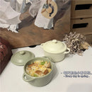 Ceramic 220ml Double Ear Bowl with Cover, Microwave & Oven Safe - Axyaa Brand