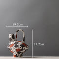 Axyaa Abstract Stripes Ceramic Vase with Artificial Flowers for Desk Decoration