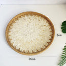 Axyaa Rattan Fruit Basket: Round Shell Tray for Home Snack Storage & Organization