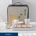Axyaa Japanese Ceramic Teapot Set with Tea Tray in Portable Travel Bag